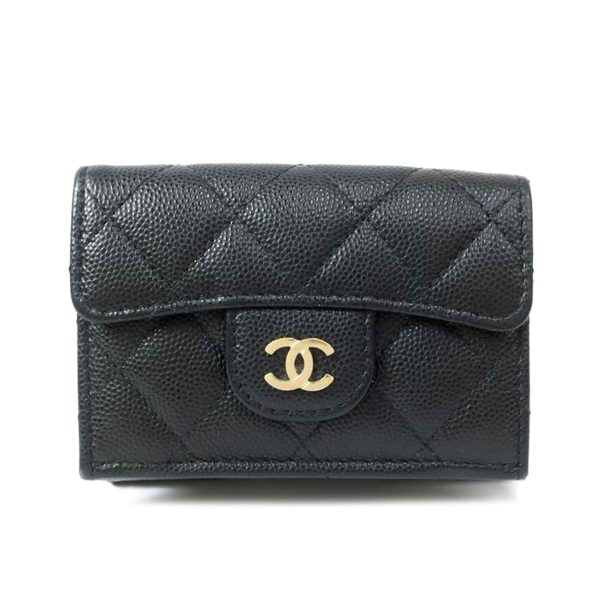 51090 1 Chanel Small Flap Trifold Wallet Black