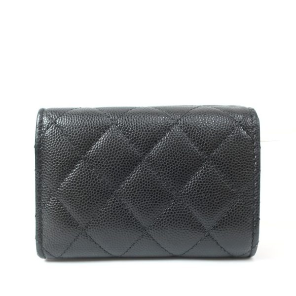 51090 2 Chanel Small Flap Trifold Wallet Black