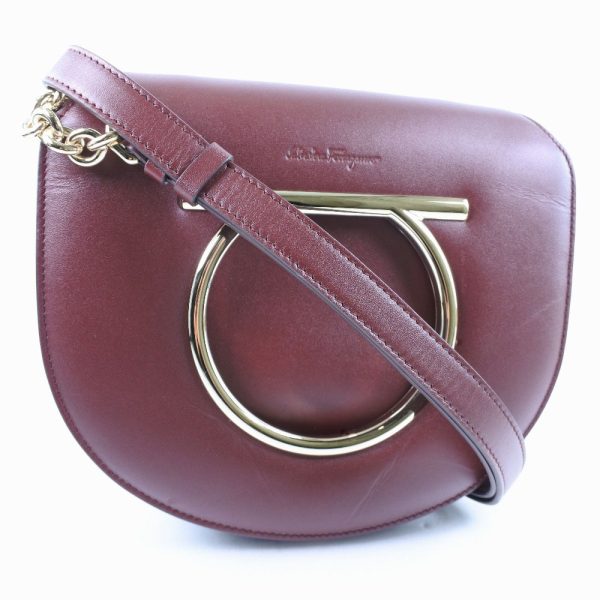 51140305 1 Salvatore Ferragamo Gancini Calf Brown Shoulder Bag