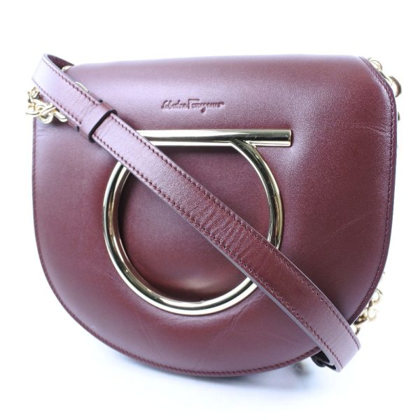 51140305 2 Salvatore Ferragamo Gancini Calf Brown Shoulder Bag