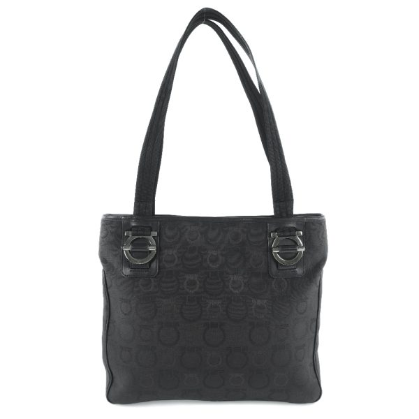 51140455 1 Salvatore Ferragamo Gancini canvas black tote bag