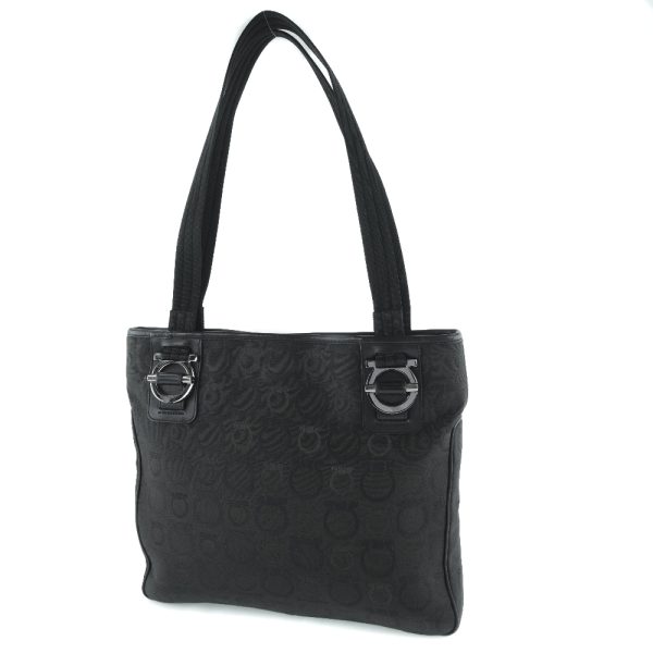 51140455 2 Salvatore Ferragamo Gancini canvas black tote bag