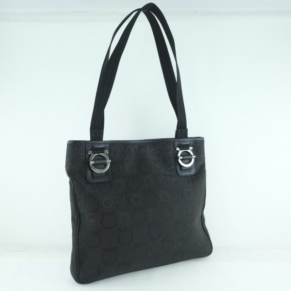 51140455 3 Salvatore Ferragamo Gancini canvas black tote bag