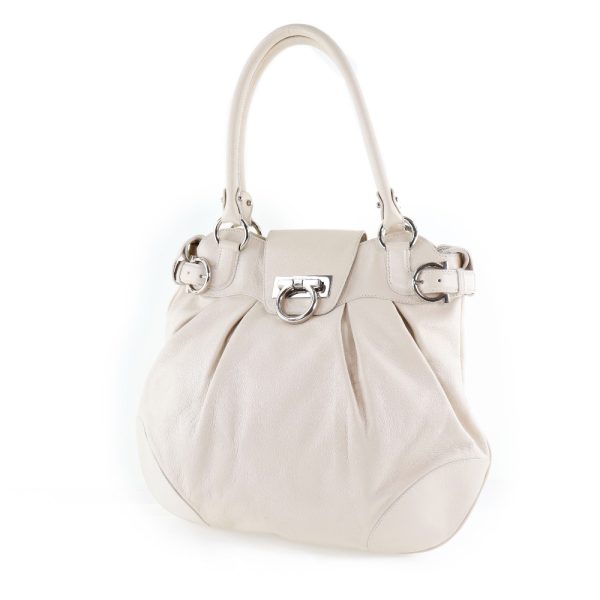 51150477 2 Salvatore Ferragamo Shoulder Bag Gancini Calf White Flap