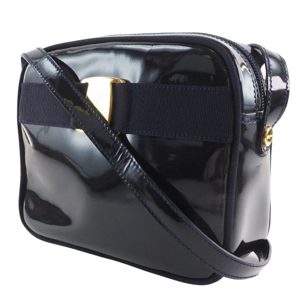 51160516 2 Salvatore Ferragamo Vala Shoulder Bag Patent Leather Black