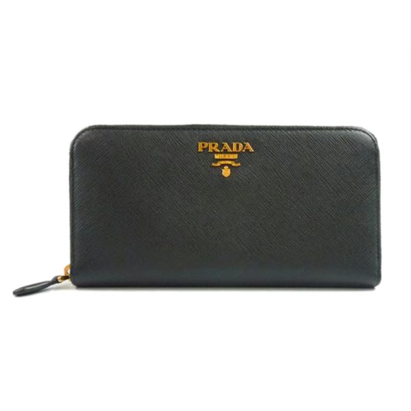 51371 1 PRADA Prada Saffiano Leather Zip Wallet Black