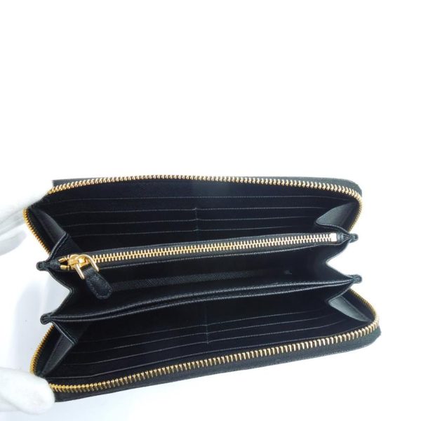 51371 4 PRADA Prada Saffiano Leather Zip Wallet Black