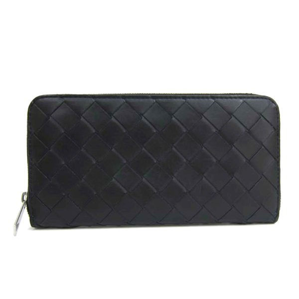 51685 1 Bottega Veneta Intrecciato Round Zipper Long Wallet Black