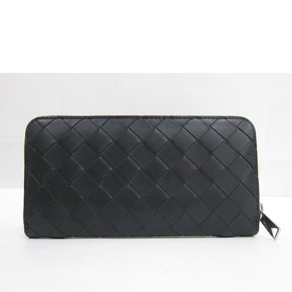 51685 2 Bottega Veneta Intrecciato Round Zipper Long Wallet Black