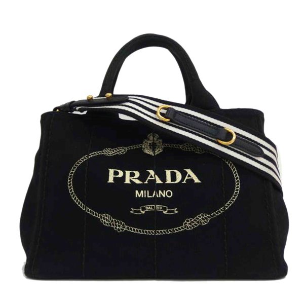 51742 1 Prada Kanapa 2WAY Denim Tote Black