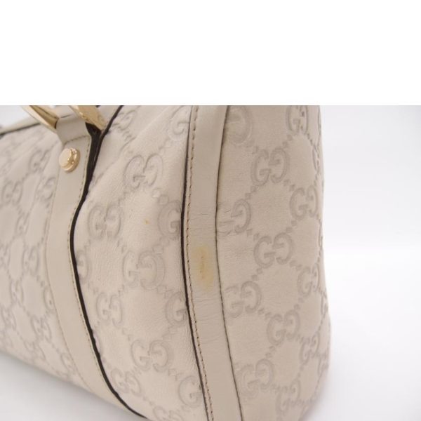 51854 7 GUCCI White Leather Shoulder Bag Guccissima Mini Off White