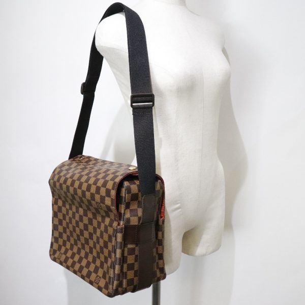 52160504 11 LOUIS VUITTON Naviglio Shoulder Bag N45255 Damier Canvas Brown