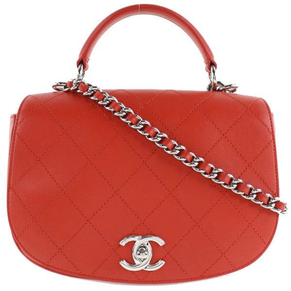 52160547 1 CHANEL Chain Shoulder Bag Matelasse 2WAY Calf Red Crossbody