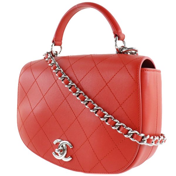 52160547 2 CHANEL Chain Shoulder Bag Matelasse 2WAY Calf Red Crossbody