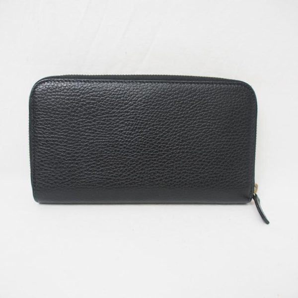 52251 2 Gucci Leather Round Zipper Long Wallet Black