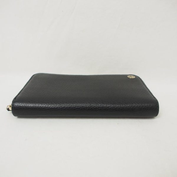 52251 4 Gucci Leather Round Zipper Long Wallet Black