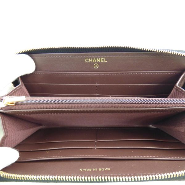 52271 4 Chanel Round Zipper Long Wallet Caviar Black