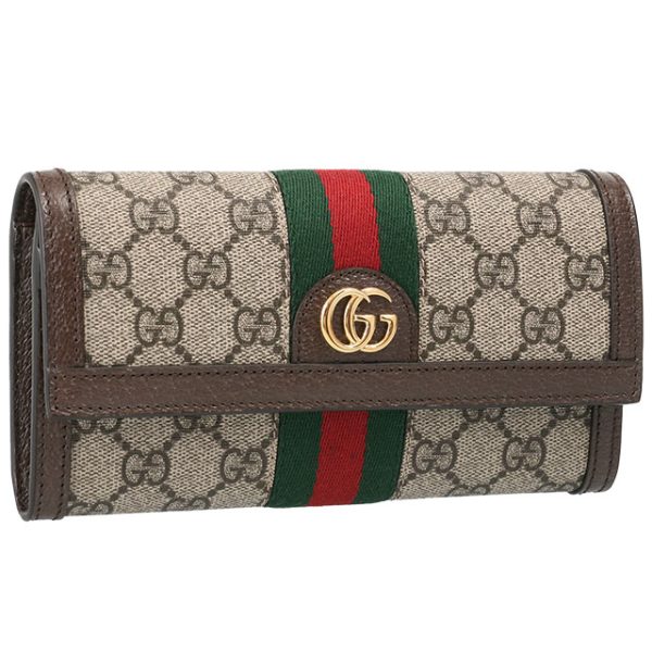 523153 96iwg 8745 GUCCI Ophidia GG Continental Wallet Bifold Long Wallet Beige