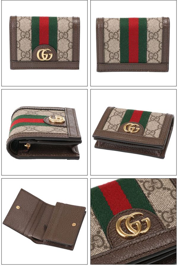 523155 96iwg 8745 2 GUCCI Ophidia GG Card Case With coin and bill holder Card case small wallet bifold wallet compact wallet beige x ebony