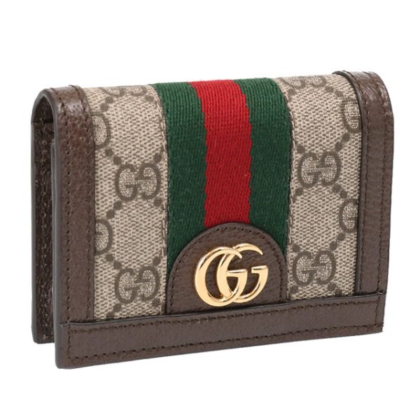 523155 96iwg 8745 GUCCI Ophidia GG Card Case With coin and bill holder Card case small wallet bifold wallet compact wallet beige x ebony