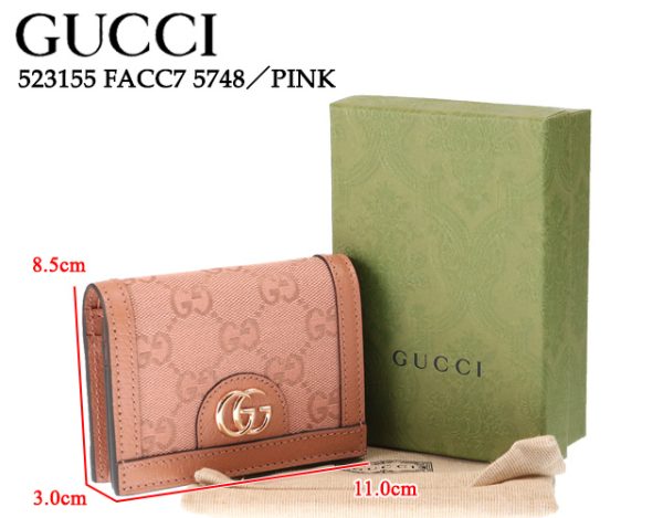 523155 facc7 5748 1 GUCCI Ophidia GG Card Case Wallet Bifold Wallet Compact Mini Wallet with Bill Holder Pink