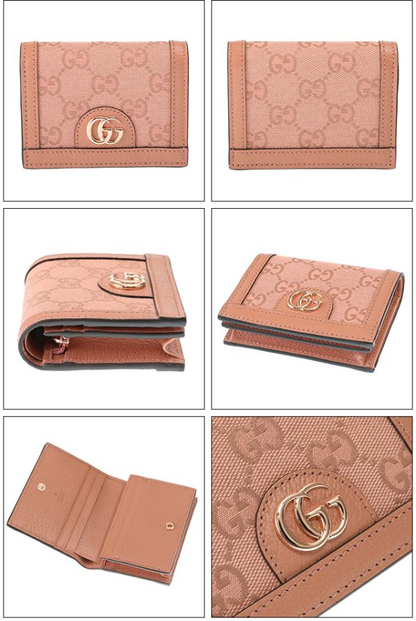 523155 facc7 5748 2 GUCCI Ophidia GG Card Case Wallet Bifold Wallet Compact Mini Wallet with Bill Holder Pink