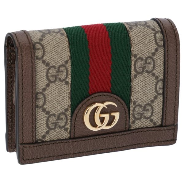 52315596iwg8745 GUCCI Ophidia GG Bifold Mini Wallet Beige Brown