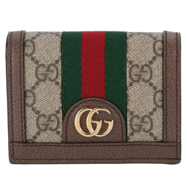 52315596iwg8745 1 GUCCI Ophidia GG Bifold Mini Wallet Beige Brown