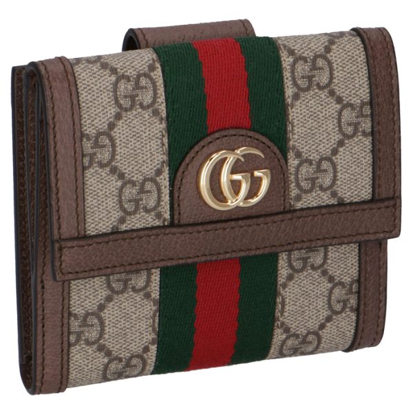 52317396iwg8745 GUCCI Ophidia GG Bifold Mini Wallet Beige