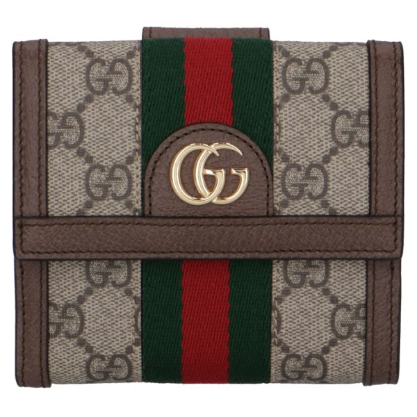 52317396iwg8745 1 GUCCI Ophidia GG Bifold Mini Wallet Beige