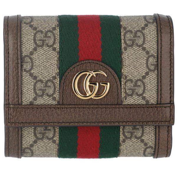 52317496iwg8745 1 GUCCI Ophidia GG Trifold Wallet Beige Ebony