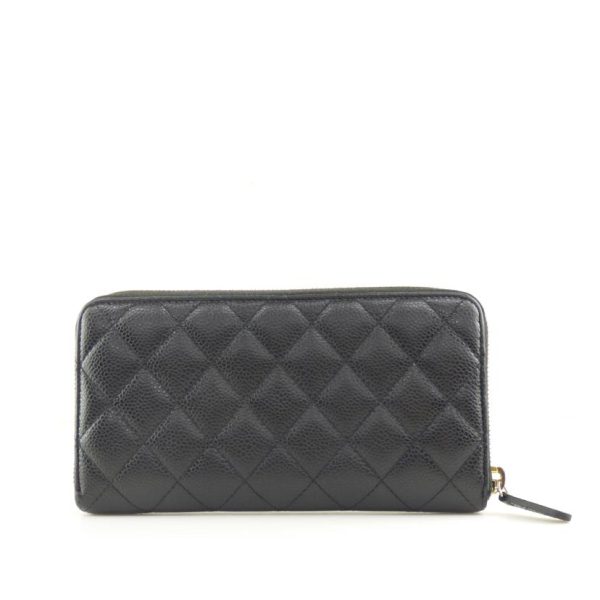 52394 2 Chanel Caviar Skin Round Zipper Long Wallet