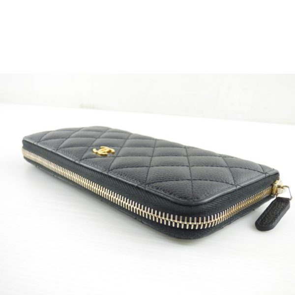 52394 3 Chanel Caviar Skin Round Zipper Long Wallet