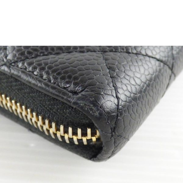 52394 6 Chanel Caviar Skin Round Zipper Long Wallet