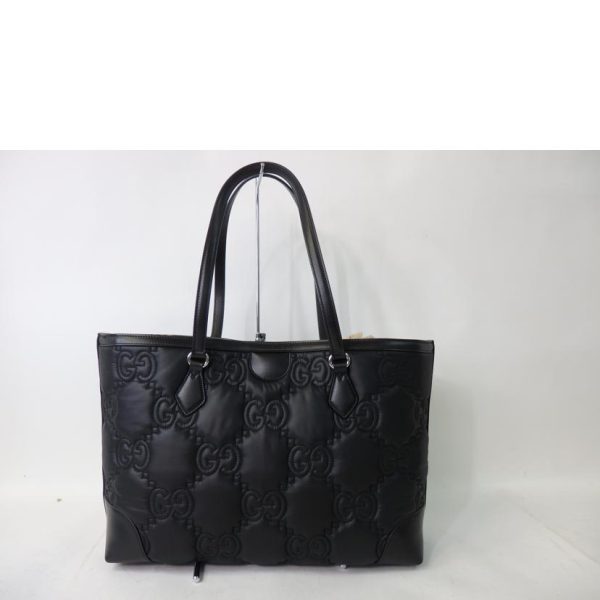 52480 3 Gucci GG Matelasse Medium Tote Bag Black Nylon Leather