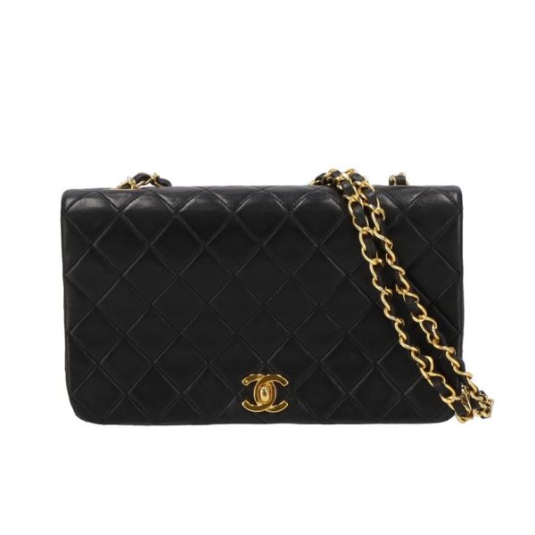 52520 1 Chanel Matelasse Single Flap Chain Shoulder Bag Black