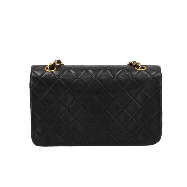 52520 2 Chanel Matelasse Single Flap Chain Shoulder Bag Black