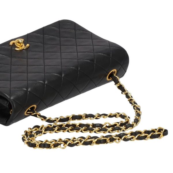 52520 4 Chanel Matelasse Single Flap Chain Shoulder Bag Black