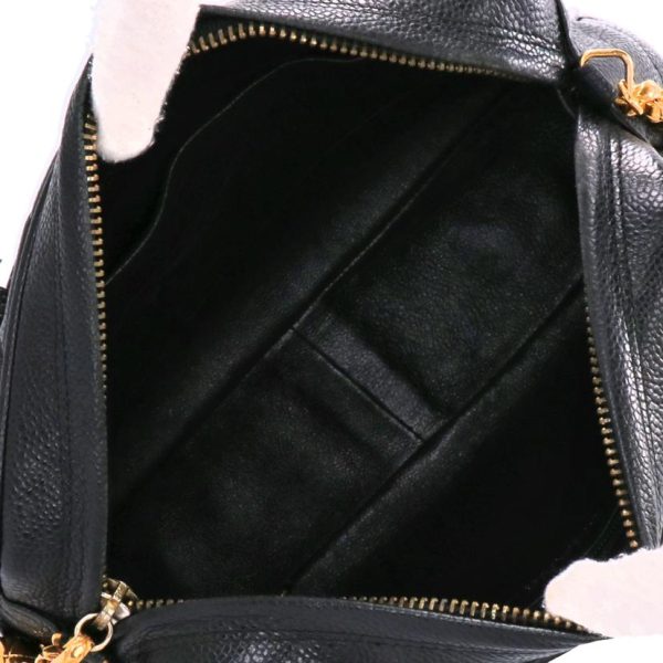 52788 5 Chanel V Stitch Fringe Bijou Chain Shoulder Bag Black