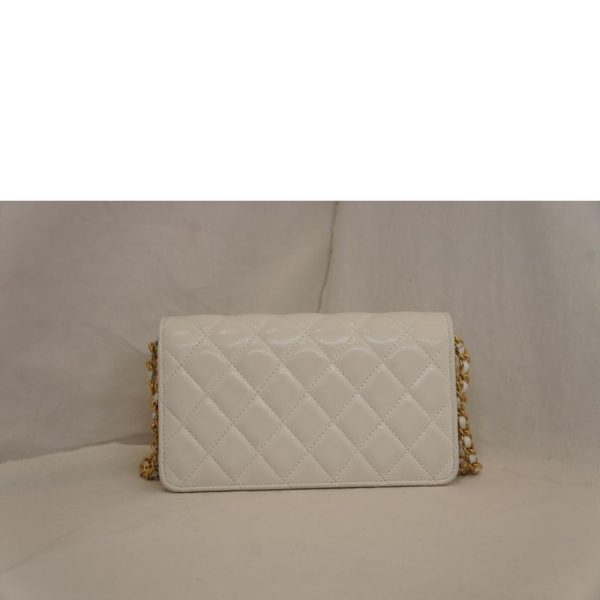 52870 2 Chanel Chain Wallet Caviar Skin White