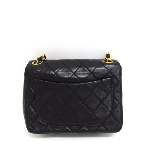 52874 2 Chanel Lambskin Coco Mark Mini Matelasse Single Chain Bag Black