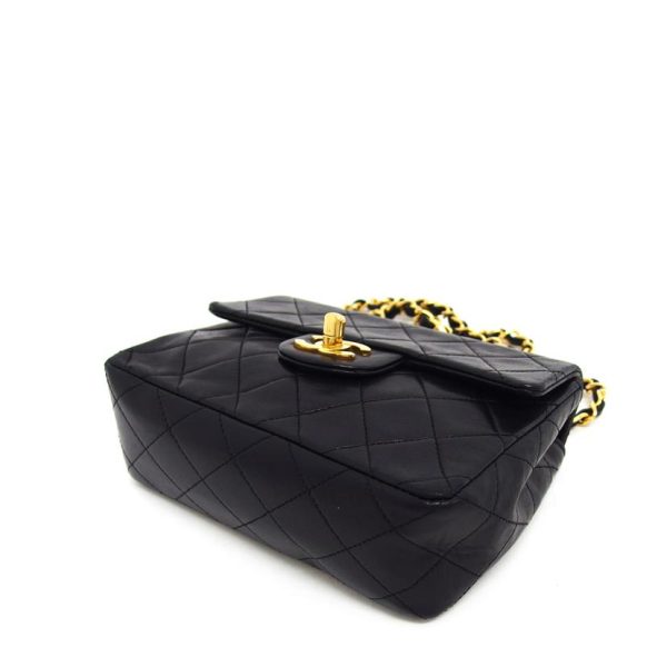 52874 3 Chanel Lambskin Coco Mark Mini Matelasse Single Chain Bag Black