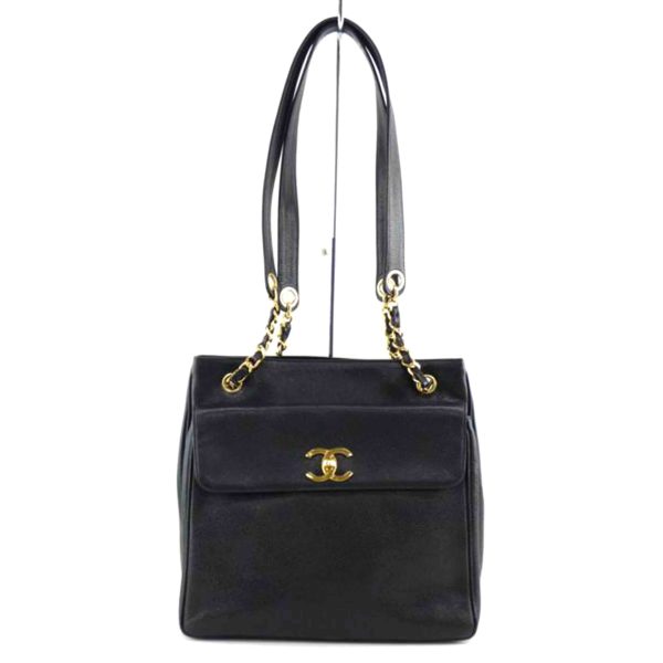 52887 1 Chanel W Face Caviar Chain Tote Black