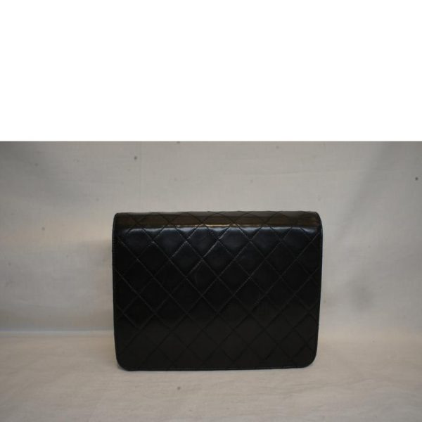 52894 2 Chanel Lambskin Matelasse Push Lock Chain Shoulder Bag Black