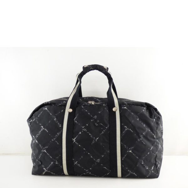 52900 2 Chanel Old Travel Line Boston Bag Black