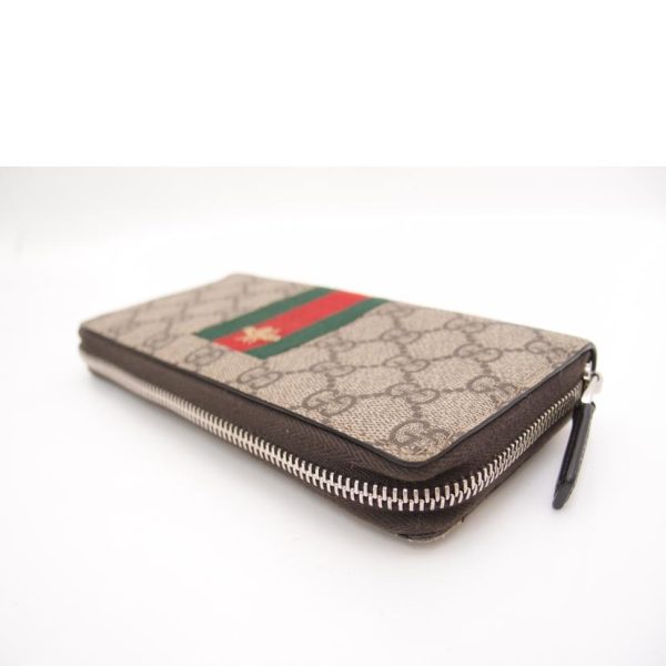 52913 3 Gucci GG Supreme Gucci Bee Round Zip Long Wallet