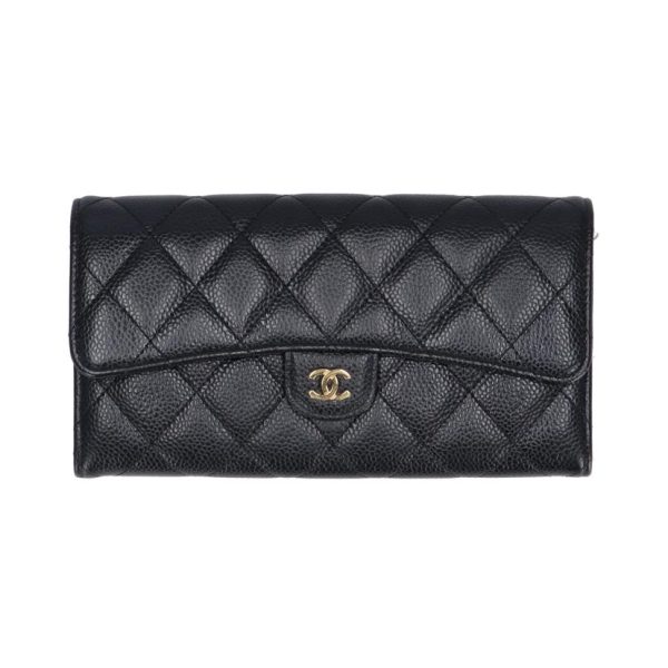 52917 1 Chanel Long Wallet Matelasse Caviar Black