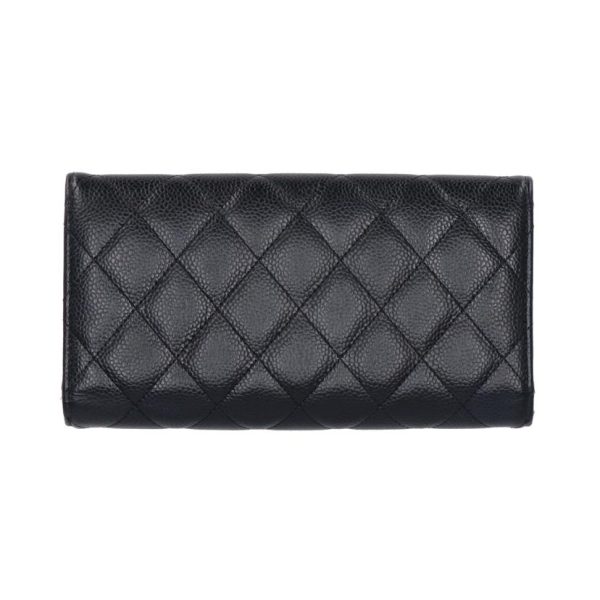 52917 2 Chanel Long Wallet Matelasse Caviar Black