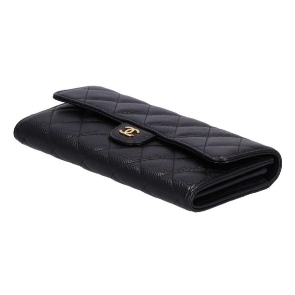 52917 5 Chanel Long Wallet Matelasse Caviar Black