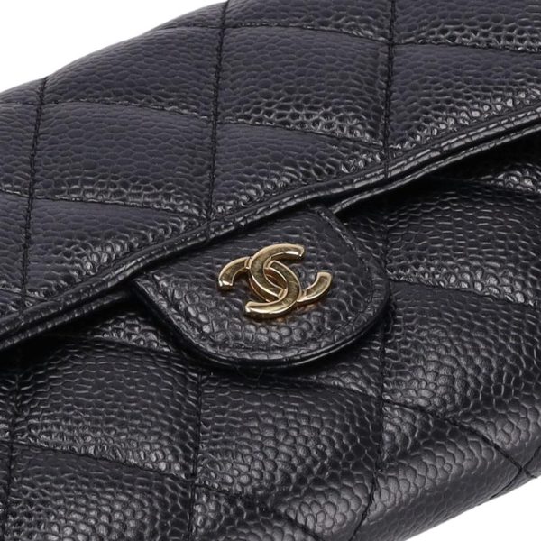 52917 8 Chanel Long Wallet Matelasse Caviar Black